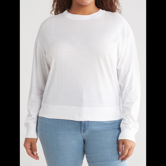 Vince Linen Jersey Pullover - $145 - Optic White - 2X - Picture 1 of 5